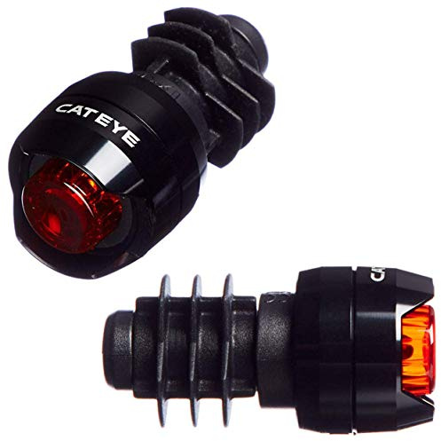 CatEye Orb Handlebar End Rear Cycling Light Set - Gloss Black/Bar Pair Be Seen Battery Bicycle Cycle Bike Road Mountain Trail Commuting Commute Bright Dark Winter Safety Red Tail Safe Lighting Loop