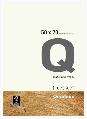 nielsen Holz Bilderrahmen Quadrum, 50 x 70 cm, Weiß | Holz Posterrahmen im Hoch- & Querformat zum Aufhängen Weiß matt Echtglas