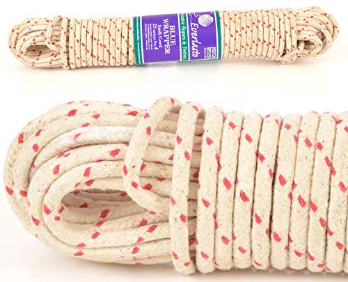 No.4 (7mm) - Quality Everlasto Traditional Redspot Waxed Cotton Sash Cord (7MM x 25M)