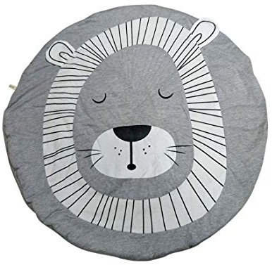 Levoberg Krabbeldecke Rund gepolstert, Krabbeldecke für Baby aus Baumwolle, 90 x 90 cm groß, Löwe Motiv, ideal auch als Babydecke, Spieldecke und Laufgittereinlage