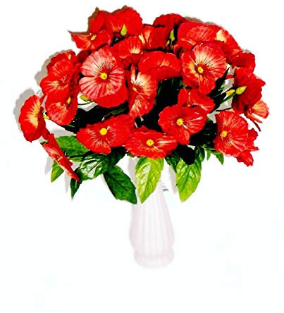 Holzdrehteile 3 Stück Blumenzweige Stiefmütterchen Bumen Strauß Deko Tisch Fenster 25 cm Kunstblume