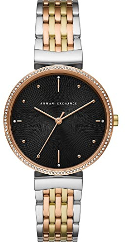 Armani Exchange Uhr für Damen , Dreizeiger Uhrwerk, 36MM Multi Edelstahlgehäuse mit Edelstahlarmband, AX5911