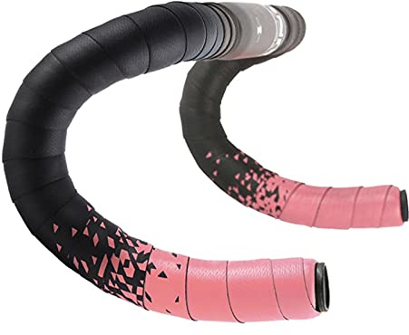 LIANYG Fahrradlenkerband Lenkerband Rennrad Griff Gürtel Kette mit Stangenstopfen 1 Paar EVA Rennrad 552 (Farbe: Schwarz Rosa)
