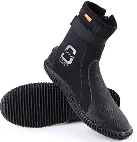 SARHLIO Neoprene Dive Boots Zippered Premium 3mm with Anti-Slip Sole for Water Sports Scuba Diving Snorkeling Rafting kayaking Windsurfing(M10W11)