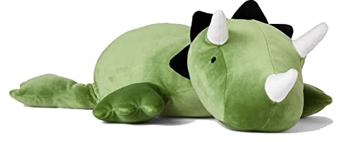 KOWSi® 1.4 LB Weighted Stuffed Triceratops Animals Plush - 16 Inch Squished Long Dinosaur Jumbo Pillow - Soft Green Dino Stuffed Animal Toy - Lumbar Back Cushion Soothing for Kids Adults (Triceratops)