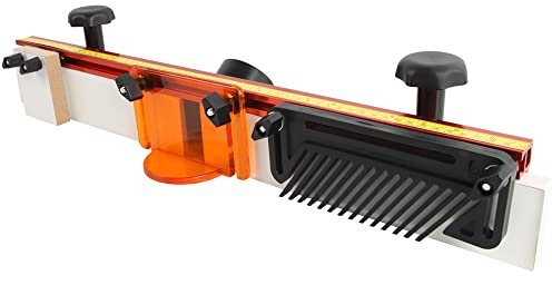 O'SKOOL Système de clôture de table de défonceuse de 61 cm de long avec planche à plumes, protège-embouts, arrêt réglable et port anti-poussière
