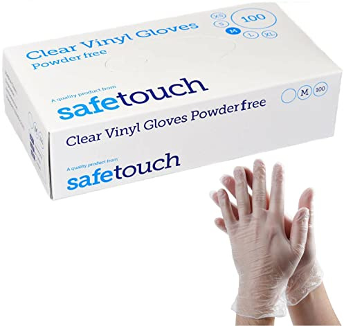 Dispoable Clear Vinyl Gloves Powder Free Latex Free Medical graded Premium Quality Gloves Food Graded Gloves (Medium, Clear)