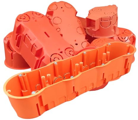 5x 4-fach Unterputzdose, Gerätedose, Schalterdose, Abzweigdose Orange Unterputz UP HW Ø68 x 272 x 60 mm Tiefe, Zum Einbau von Schaltern & Steckdosen, PK60-42WPG 5st.