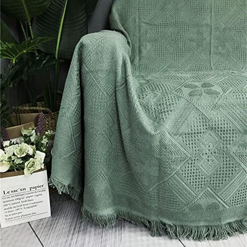 Homxi Sofabezug 4 Sitzer Big Sofa,Couchbezug Decke Einfarbig mit Raute Couch Überzug Baumwolle Sofa-Handtuch Grün Sofabezug Sitzer 230x280CM