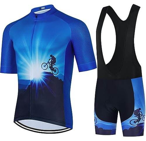Fahrrad Kleidung Herren Fahrradbekleidung Atmungsaktive Herren Kurzarm-Radtrikot-Sets,A,Xxl