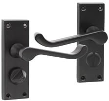 Infinity Decor Matt Black Victorian Scroll Privacy Latch Door Handles 117x40mm - for Interior & Exterior Use