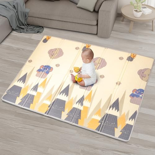 YumYum's Baby Play Mat - 200x150cm Double-Sided - Soft Waterproof Floor - Foldable Playmat for Toddlers & Infants - Baby Crawling & Playing Mat - for Playroom & Nursery Activity - Elephants and Panda