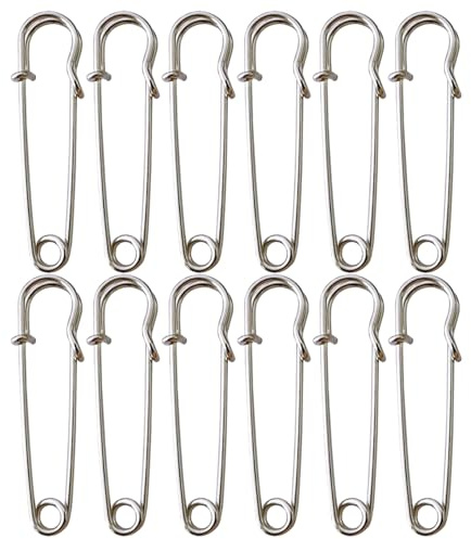 aqlbhz 12 Pcs Large Safety Pins 2.5 inch Big Safety Pins Heavy Duty Safety Pins Strong Safety Pins Safety Pins For Clothes for Crafts Jewelry Quilting Knitting Clothes Blanket Mattress Tablecloth