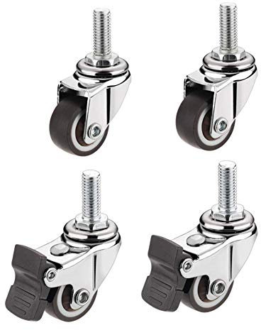 Gewinderollen, M8-Stielräder mit Bremse, 1,25 Zoll, 160 kg, Universal-Drehgelenk, geräuschlos, Gummi-Möbelrollen for Blumenständer, Stuhl, Tisch, Sofa – Schraube, 4 Packungen, keine Bremse (Color : 2