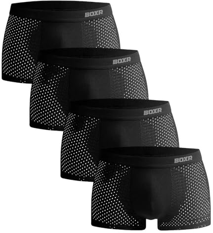 BOXR Underwear - Boxer da Uomo in bambù - Confezione da 4 Pezzi - Morbido, Traspirante, Sostenibile - S-3XL