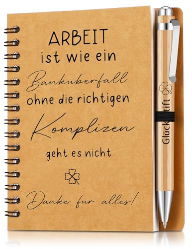 Sinmoe Abschiedsgeschenk Dankeschön Kollegen Motivierendes Notizbuch | Inspirierendes Mini Spirale Notizblock mit Holz Kugelschreiber, Abschiedsgeschenk Mitarbeiter, Danke Geschenke für Kollegen