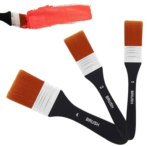 Bzzerumy Juego de 3 Pinceles de 10/20/40 mm Para Acuarela, Acrílico y Óleo - Pincel Plano