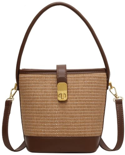 Stroh-Strandtaschen für Damen, Rattan-Geldbörse, Sommer, Stroh, Umhängetasche, Bast, Handtasche, Geldbörse, Umhängetasche, kleine Eimertasche 2024