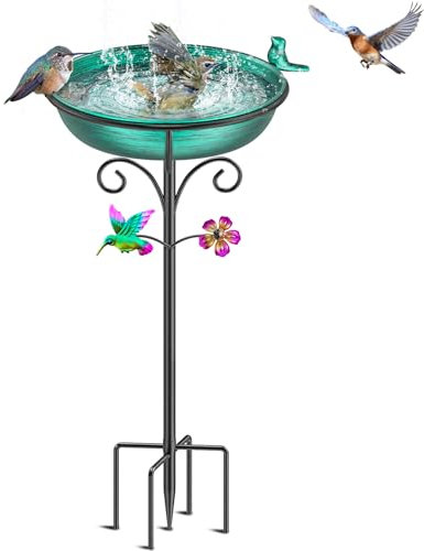 VeyFolzin.st Vogeltränke Vogelbad Futter Schale Wasserstelle Stehend, Vogelbad Garten für Wildvögel Wassertränke für Vögel, Vogeltränke Groß Frostsicher Winterfest Vogeltränke (Altgrün)