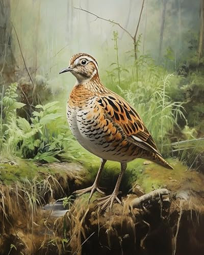 PIPISKY Malen-nach-Zahlen-Sets für Erwachsene und Kinder,Freier Vogel im Wald,DIY Ölgemälde Kunsthandwerk Malen nach Zahlen Leinwand für Wanddekoration,16x20Zoll ohne Rahmen