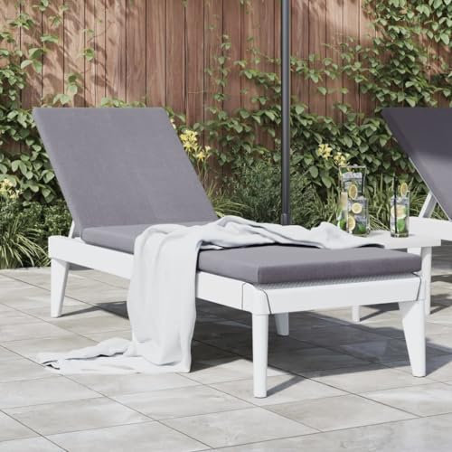 LAPOOH Solstol vit 186 x 60 x 29 cm PP, trädgårdsstol, solstol, solö utomhus, liggande, trädgårdsmöbler, badstol, relaxstol – 364220