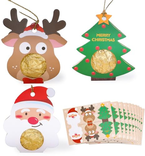 30 Stück 3 Motiv Weihnachtsschmuck Box Schokolade Papier Weihnachtsbaumanhänger Tannenbaumschmuck DIY Weihnachten Geschenk Weihnachtsanhänger Weihnachtsdeko Tannenschmuck Anhänger Deko