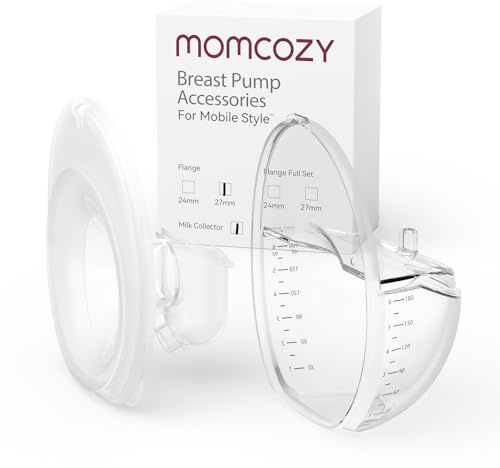 Momcozy M6 Breast Pump Flange 27mm & Milk Collector Set, M6 Breast Pump Replacement Accessories