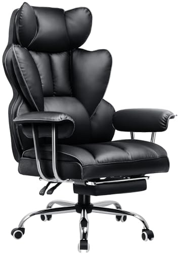 GTPLAYER Chaise Gaming, Fauteuil Gaming Ergonomique, Siège Réglable, Repose-Pieds Télescopique, pivotante, Supporte 180 kg, Noir
