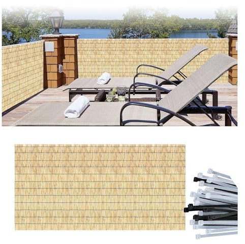 Brise Vue en Roseau pour Terrasse Balcon Jardin Exterieur Clôture Panneaux de Clôture en Roseaux pour Ajouter de L'intimité et de L'ambiance Canisse Roseau de Jardin Extérieur(A2,55x150 cm 21x59 in)