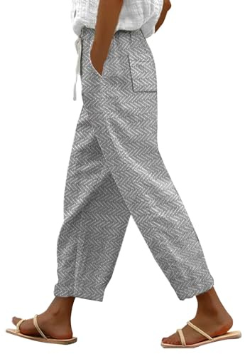 Elegante Damen Hose Baggy Reflektierend für Frühling und Sommer - Sweatpants Leinenhose Hippie Patchwork Haremshose Kurz