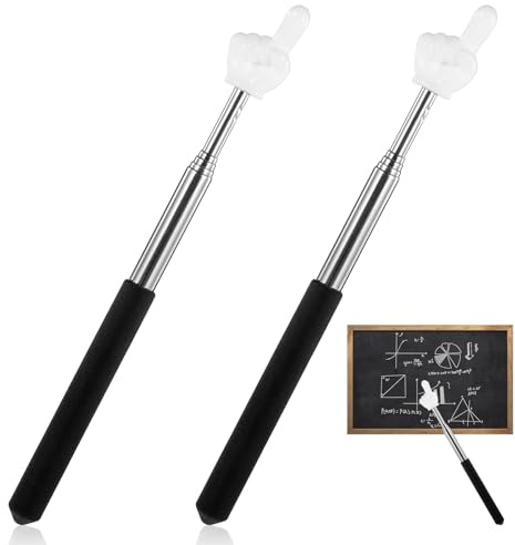 2 PCS Zeigestab Ausziehbar Lehrer Zeiger Finger Lehrer Pointer Stick Mini Einziehbar Klassenzimmer Zeiger Zeigestock Edelstahl für Lehrerunterricht Lehrer Whiteboard Tafel ZeigerSchwarz)