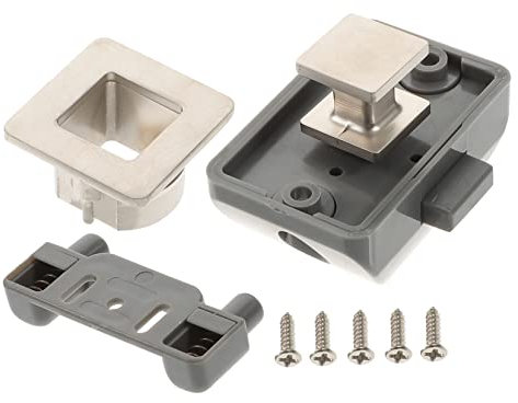 Holibanna Maniglia per camper cassetto tira il fermo Custine senza chiave serratura door lock Maniglia per mobile chiusura a scatto con pulsante chiusura a pulsante Lega di zinco Silver