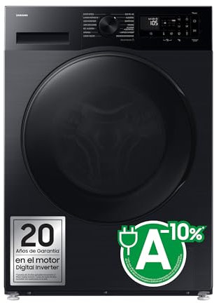 Lavasecadora Samsung con fondo reducido, 9kg/5kg, AI Ecobubble™, Programa Super Speed 39, AirWash, Clase E/A-10%, Negra - WD90DG5G34BBEC