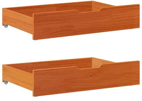 WSJHUHK Cassetti Sotto-Letto 2 pz Marrone Cera 80x55x17 cm Legno Massello Pino