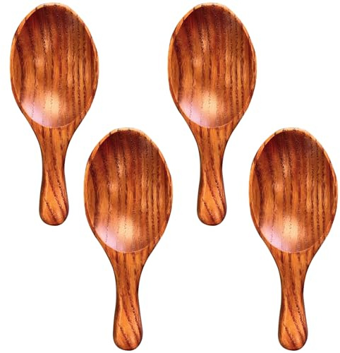 Set di 4 cucchiai dosatori in legno, 9,9 x 3,6 cm, per tè, spezie, caffè, sale da bagno