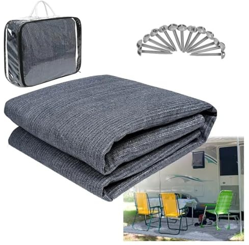 NEWFUN Tapis de Sol Camping Car, Tapis d'auvent avec œillets, Tapis de Tente pour Camping en Plein Air, Lavable, Sac de Transport et Piquets de Fixation Inclus (300 * 400)