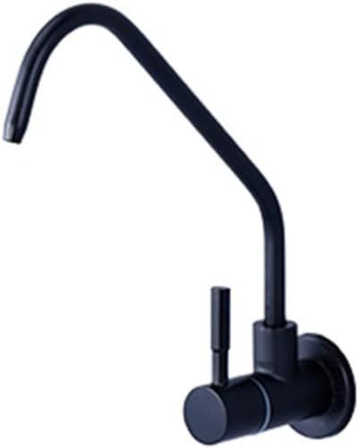 High-Pressure Black Kitchen Faucet with Water Filter, Single Cold Reverse Osmosis System, Stainless Steel Wall-Mounted Design for Sink Supply (Black B)