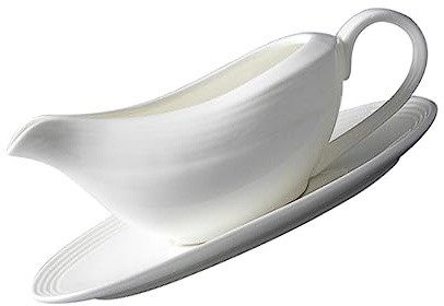 DECOMELODY Ceramic Sauce Container Handle 160ml White Gravy Boat Sauce Cup for Dining Table and Kitchen Use Yogurt Bowl