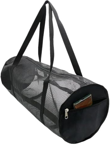 Duffelväska i nät – 70 x 28 cm dykväska, optimerad rymddesign | Snorkelutrustning i nät med axelrem med dragkedja, snorkling, spjutfiske, fridykning, resor, sportförvaring