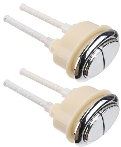 KOMBIUDA Botón Pulsador Ovalado para Tanque de Inodoro 2 Piezas Plástico | Compatible Cisternas, Uso en Oficina y Hogar, Color Blanco, Precisión de Descarga, Repuesto para Cisterna