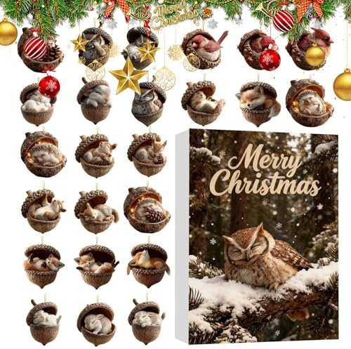 Nedräkning Till Julkalender Tvådimensionell Platt Djur Hängsmycke