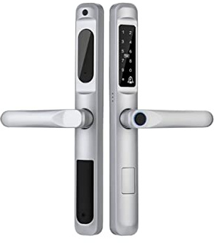 ZADCCS Smart Door Lock, Tuya App Waterproof Smart Door Lock Aluminum Biometric Fingerprint Handle Digital Keyless for Glass Sliding(A6 TYS no Mortise)