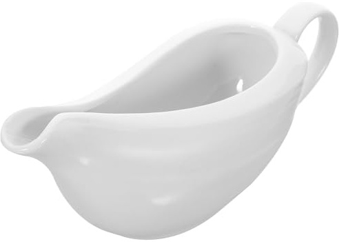 IWOWHERO Brocca per Salsa in Ceramica Bianca Grande Contenitore per Spezie e Salse da Cucina Salsiera per Sugo di Bistecca Adatta a Casa Feste e Ristoranti Facile da Pulire e