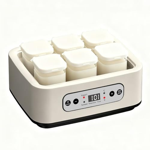 Yogurtiera, per La Preparazione di Yogurt Probiotico, con Controllo Intelligente, Dotata di 6 Vasetti In Vetro, Sicura e Resistente, Facile da Pulire, Ideale per L'uso Familiare