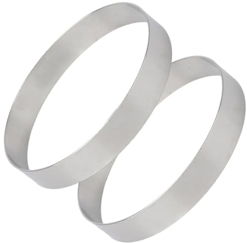 TOBBOMEY Anillos Redondos para Pizza y Repostería de Acero Inoxidable, 2 Piezas, Molde Resistente a Altas Temperaturas para Muffins, Tartas y Arepas en Cocina Profesional