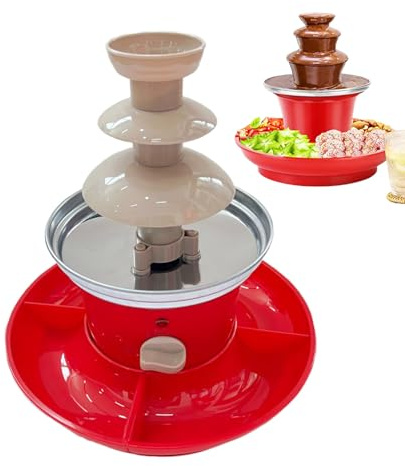Dispenser di cioccolato fuso, fontana di cioccolato | Fontana di formaggio a 3 livelli | Fontana per Feste Riutilizzabile, al Caramello per Compleanno, Laurea, Matrimonio
