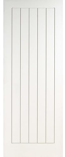White Grained Cottage Internal Door – Moulded 5 Panel Textured Primed Interior Door, Reversible and Trimmable Design (1981 x 686mm)