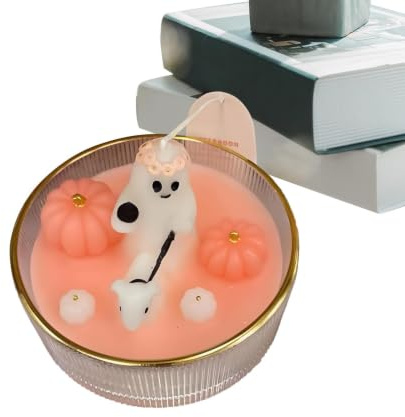 Velas De Halloween Vela Halloween Dibujo Animado Fantasma Rosa Cupcake