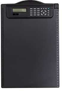 MAUL Klemmbrett mit Rechner | DIN A4 Klemmbrett | integrierter Solar Rechner mit 8-stelligem Display | multifunktionales Klemmbrett inkl. Taschenrechner | für Büro und Arbeitsplatz | Schwarz