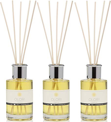 OLORI < 3er Sparpack > 600ml (200ml je Flasche) - natürlicher Raumduft Diffuser in der Sorte Jasmin